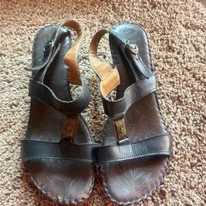 Black Leather Sandals with Buckle